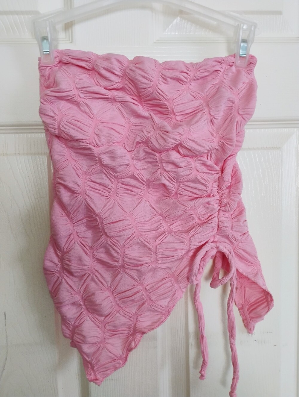 See You Monday Textured Asymmetrical Pink Strapless Top Size XS